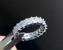 Huitan-Anillo de lujo para mujer, Micro pavé grande redondo/cuadrado/ovalado de CZ, joyería de boda, regalo de amor para esposa, alta calidad