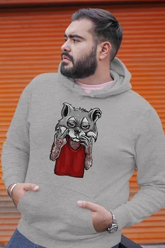 

Angemiel Wear Tattooed Raccoon Gray Men 'S Hooded Sweatshirt