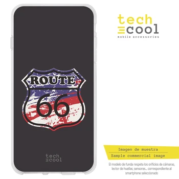 

FunnyTech®Stand case for Huawei Y6 II Compact Silicone Wild USA Route 66/Route 66 USA flag Black