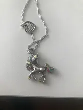 Colgante con forma de corazón de unicornio y diamantes de imitación para mujer, collar de Animal de poni, regalo de joyería