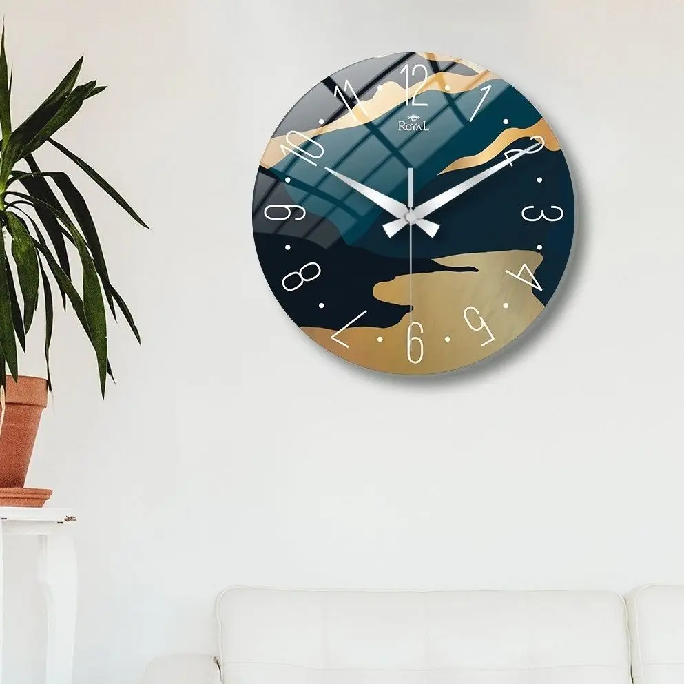 

Curly Decorative Glass Wall Clock 40 Cm Quality Printed Innovative Convenient Easy Install Quiet Flows Mekanizmalı