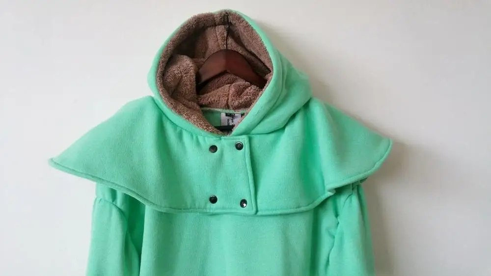 Cape Style Collar Pleated Hooded Sweatshirt Flared
