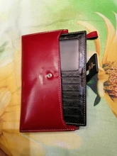 Billeteras de piel auténtica para Mujer, carteras con bolsillo para teléfono, monedero broche, Cartera de mano