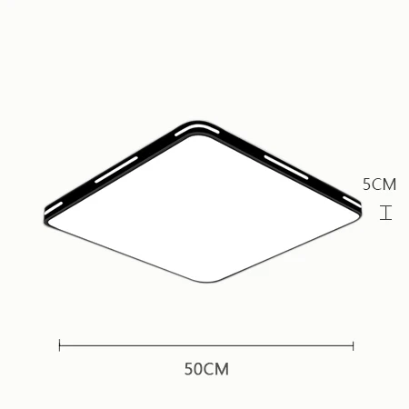 Современный светодиодный потолочный светильник, лампа для гостиной, светильник для спальни, Кухонное крепление для изогнутой поверхности, дистанционное управление освещением, с регулируемой яркостью - Цвет корпуса: Square black 50cm