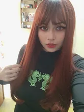 LOUIS FERR-pelucas sintéticas de pelo largo ondulado para mujeres negras, ombré, vino tinto, con flequillo, pelo resistente al calor, estilo africano y americano