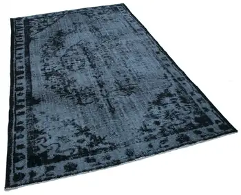 

171x272 Cm Black Handmade Over Dyed Rug-6x9 Ft