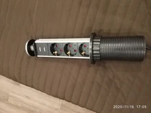 COSWALL para POP 3 hembra 2 puerto de carga USB de la Mesa de cocina toma para escritorio retráctil enchufe de la UE de cuerpo de aluminio de fondo azul