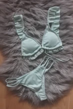 Swimwear Women Biquinis Sexy Bikini Beach-Wear Ruffles Push-Up Feminino Female Mujer