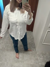 White Blouse Official-Tops Green Shirt Spring-Pocket Oversized Blusas Long-Sleeve Lizkova