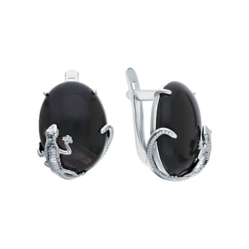 

Silver earrings with agate sunlight sample 925 test
