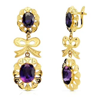 

Earrings 18k gold Cuban amethyst 43mm. [AB2863]