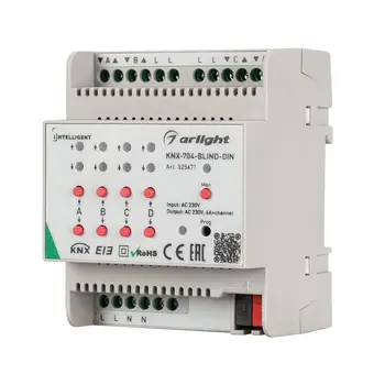 

025671 intelligent Arlight curtain controller knx-704-blind-din (230V, 4x6a) 1 PCs