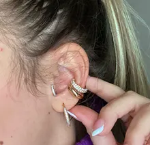 Pendientes de Clip de Color dorado Punk Rock para mujer, sin Piercing, cadena de eslabones moderna, pendientes de cartílago con estilo, joyería de fiesta