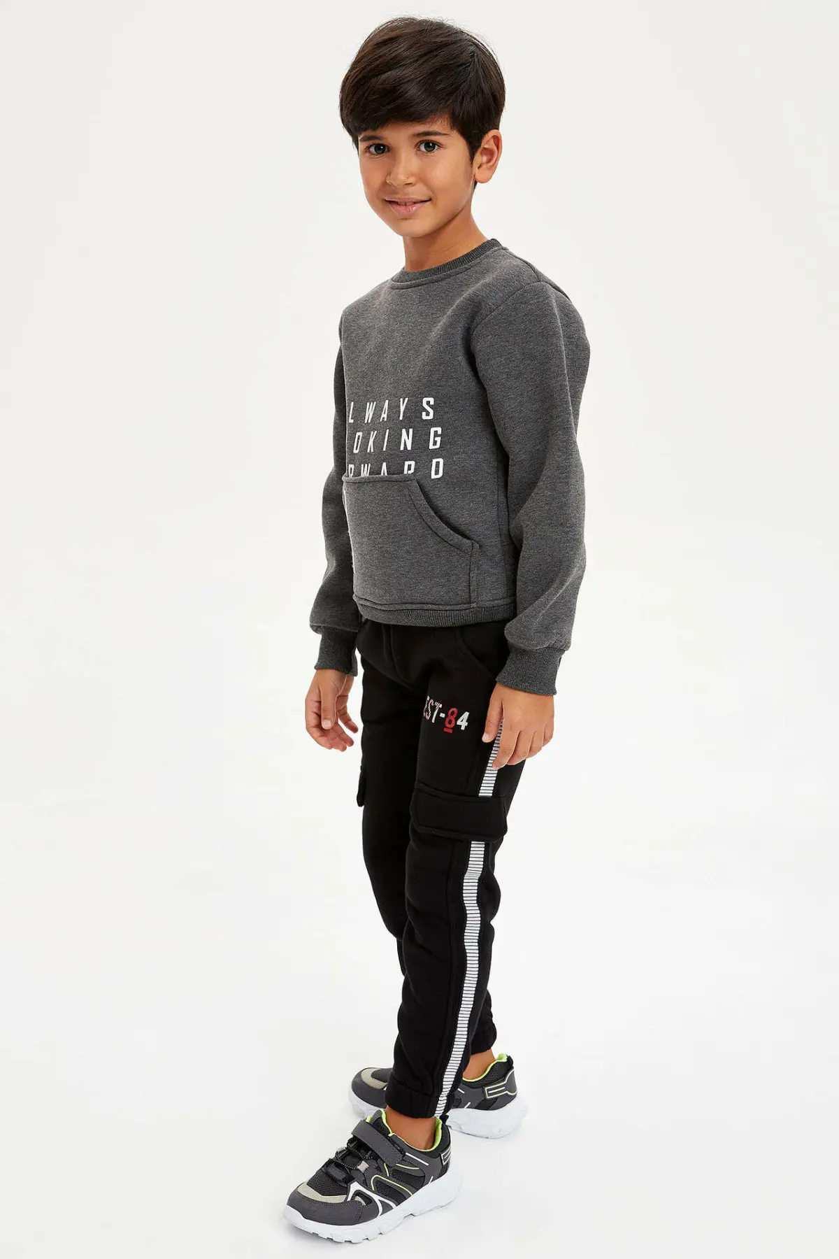 

DeFacto Boy Fashion Sport Trousers Kids Casual Drawstring Side Striped Sweatpants Comfortable Black - M8474A619AU