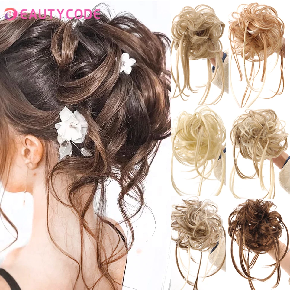 

BEAUTYCODE Synthetic Curly Donut Chignon With Elastic Band Scrunchies Messy Hair Bun Updo Hairpieces Extensions for Women