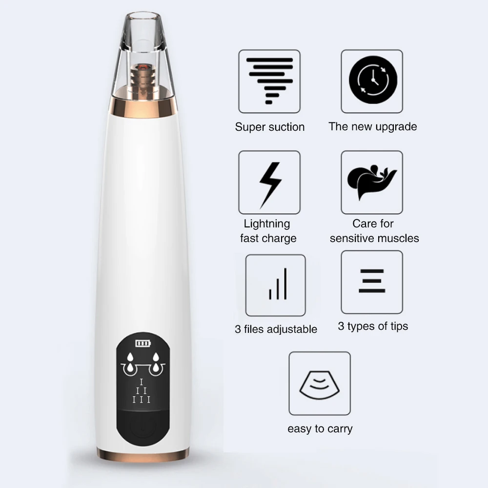 

LCD Pore Vacuum Blackhead Remover for Acne Black Dots Pimple Remover Tool Face Deep Cleanser Facial Skin Care Beauty Machine