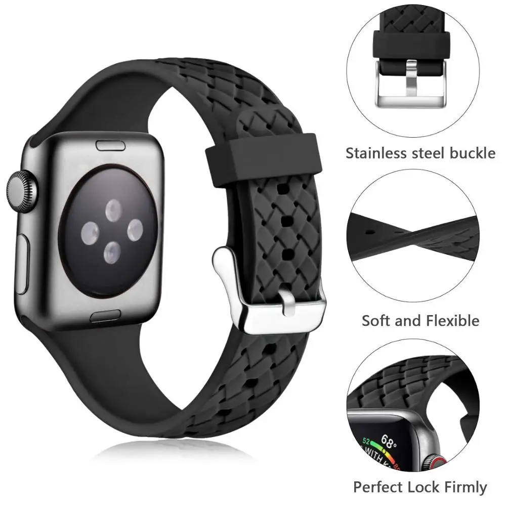 Silicone Strap for Apple watch band 44mm 40mm 45mm 41mm