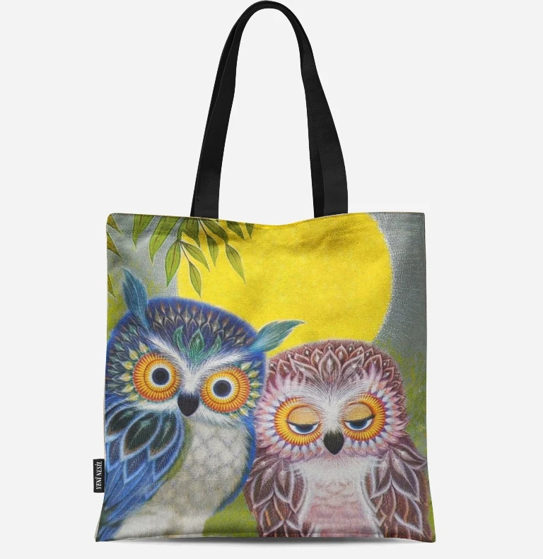 Многоразовая хозяйственная сумка эко женская сумка складная сумка для пляжа повседневное использование сумка на плечо Повседневная парусиновая с принтом совы