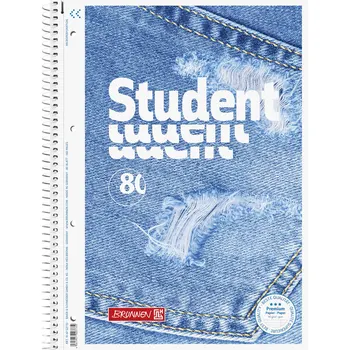 

Brunnen student premium jeans notebook, on the spring, 90 gr/m2, A4, 80 sheets per ruler