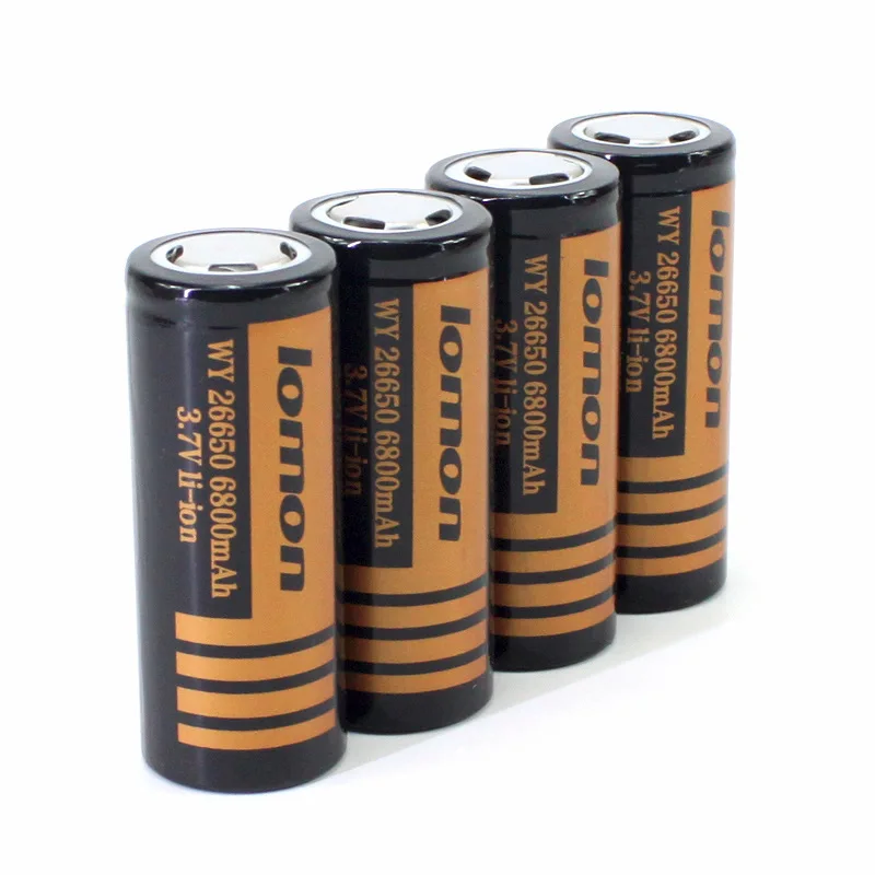 Аккумулятор LOMON 26650 (6800mAh) 3,7 V Li-ion оригинал реальная eмкость аккумулятора 3800mAh LED фонарь мощный лазер