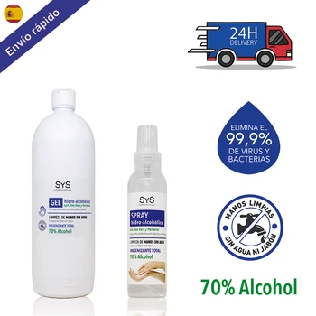 

PACK hydroalcohol GEL hands 1 litre + SPRAY 125 ML / 70% ALCOHOL disinfectant-antiseptic-cleansing hands-ALOE VERA