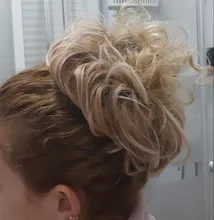 Horquilla de pelo sintético para mujer, moño de rosquilla recto de 80g, Ombre elástico Updo moño esponjoso desordenado