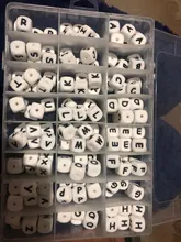 Cuentas de letras de silicona para insertar nombre en Clips de cadena de chupete, cuentas de alfabeto masticable de 10MM y 12MM para mordedores de collar de bebé, 100 Uds.
