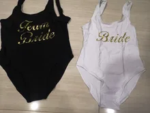 Bañador de una pieza para mujer, traje de baño con estampado dorado brillante, Monokini, para despedida de soltera