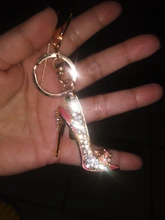 Llavero con zapatilla de tacón alto con diamantes de imitación, monedero de cristal, bolsa de llavero de coche, llavero de aleación decorativo