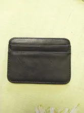 Tarjetero de cuero genuino para hombre, funda delgada para tarjeta de crédito, titular de la identificación, billetera pequeña, negra