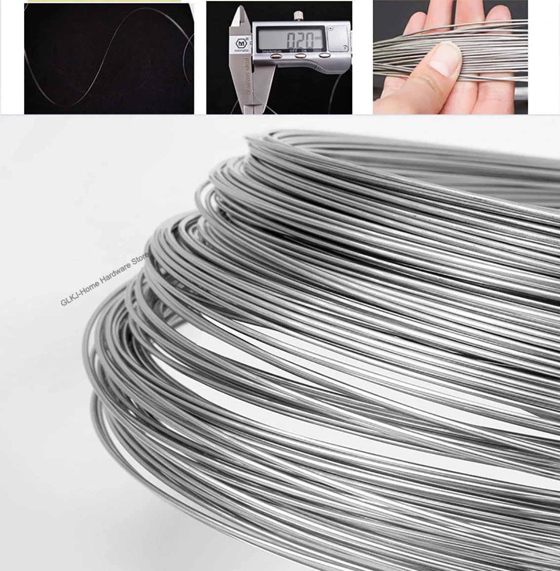 304 Aço Inoxidável Rustproof Wire, Fio Duro, DIY Cord Line, Handmade, 10Meter, 0.1mm, 0.2mm, 0.3mm, 0.4mm, 0.5mm, 0.6mm, 0.8mm, 1mm