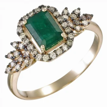 

Sargon jewelry emerald ring with yellow gold diamonds