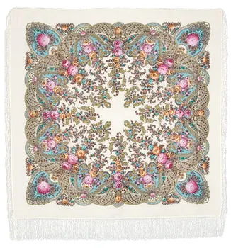 

Scarf Pavlovo Posad with silk fringe 125x125 1428-3 "spring roll", View 3