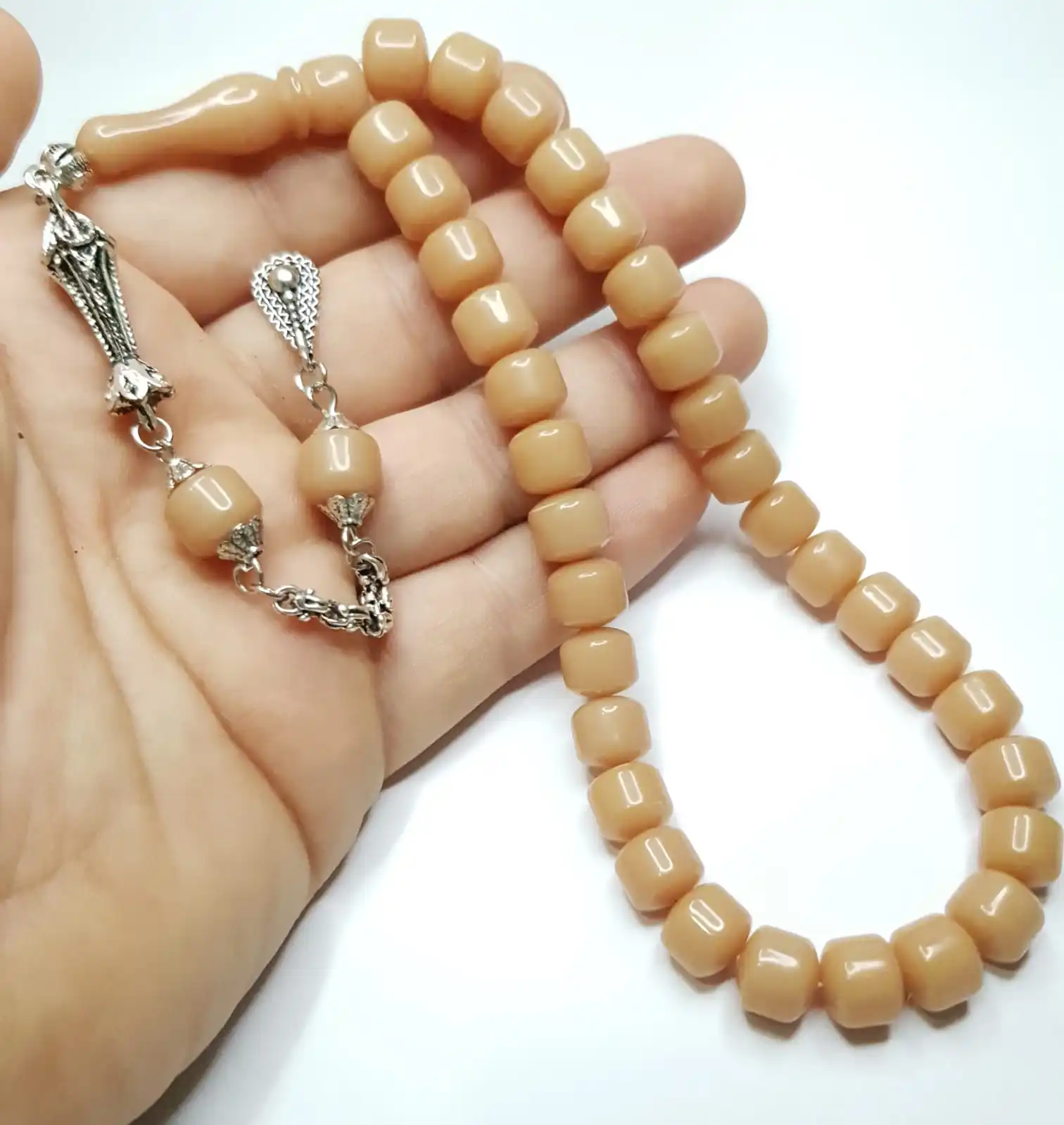 Кольцо со сдавливаемым янтарным розам Tasbih не потускнеет молитва Исламский