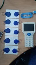 10 Frecuencia de lector de RFID escritor copiadora duplicador IC/identificación con Cable USB para Cable de 125Khz a 13,56 Mhz tarjetas pantalla LCD duplicador