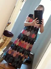 3D impresión vestido largo elegante mujeres V cuello Vestido de manga corta de mujer Oficina vestido de fiesta de verano de 2021 vestido de Mujer Vestidos