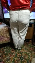 Pantalones vaqueros holgados de cintura elástica para mujer, moda de Corea de algodón informales combinables, color blanco, nueva llegada de primavera y verano, S982