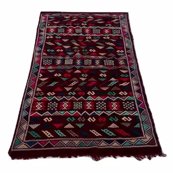 

East African Berber Ethnic Moroccan Original Wool Carpet Kilim TN