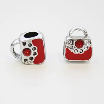 

Decorative handbag with enamel pendant, 2 pcs/pack (red)