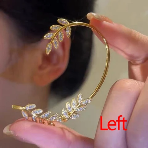 Crystal Leaf Ear Clip Non-Piercing Earring For Women Fashion Leaves Butterfly Ear Cuff Clip Jewelry Gift