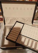 Caja de cuero para joyería de doble capa, caja de almacenamiento de ornamento para pendientes y pendientes, joyero grande multifunción, novedad