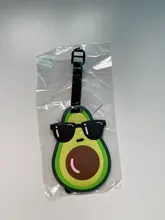 Tarjeta de equipaje de silicona con dibujos de aguacate, etiqueta de viaje, accesorios de viaje