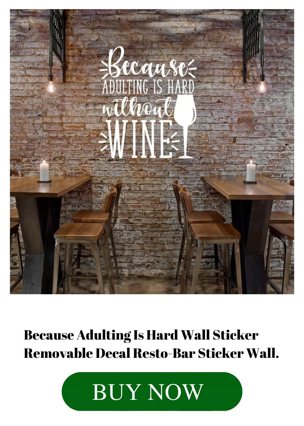 Because Adulting Is Hard Wall Sticker Removable Decal Resto-Bar Sticker Wall.