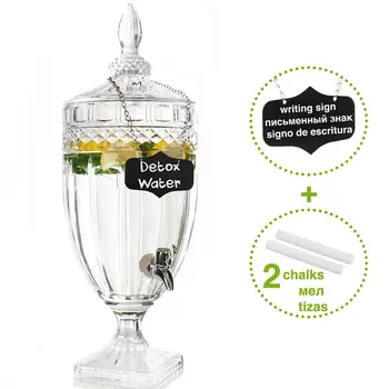 

Cold Beverage Dispenser Crystal Leak-Free Spigot Glassware Black Plate Necklace Pitcher for Water Juice Wine 4.2 LT 142 OZ