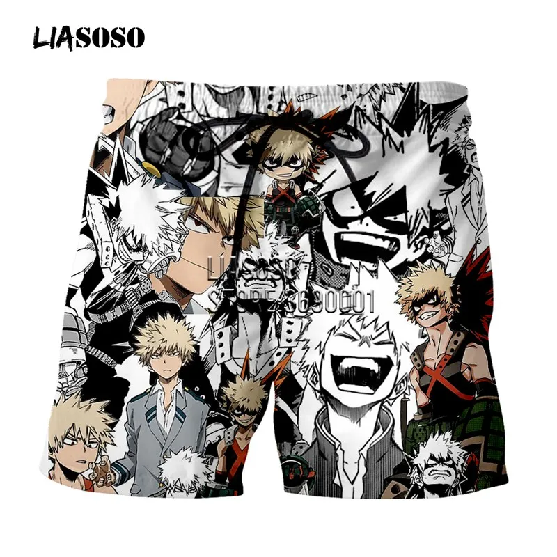 LIASOSO/мужские шорты с 3D принтом Todoroki Shouto Bakugou Katsuki, повседневные шорты, пляжные шорты, летние шорты X2796