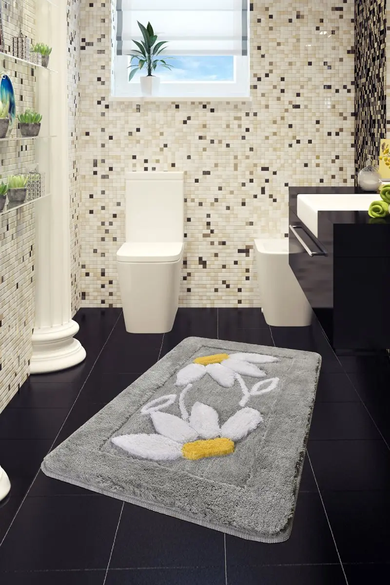 Коврик для ванной-коврики | коврик для ванной нескользящие Противоскользящие коврики серый ромашка 60X100 см