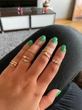 Docona-Conjunto de Anillos de perlas de cristal para mujer, Color dorado geométrico, corazón, dedo nudillo, joyería 2020