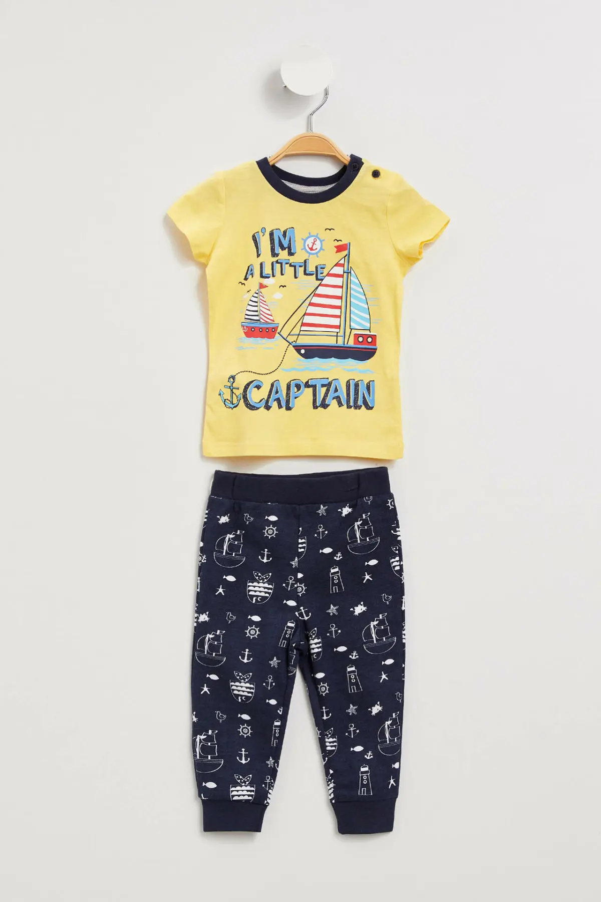 DeFacto New BabyBoy Fashion Cute Set Boys Casual O-neck Lovely Pattern Tops Pants High Quality Kids Sets Summer - K6426A219SM |