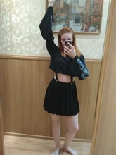 Sweatshirts Harajuku Crop Print Dark-Dragon Goth Vintage Fall Flare-Sleeve Pathchwork