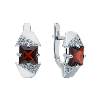 

Silver earrings with cubic zirconia and Garnet sunlight sample 925
